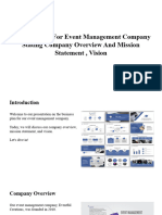 Business Plan For Event Management Company Stating Company Overview and Mission Statement, Vision
