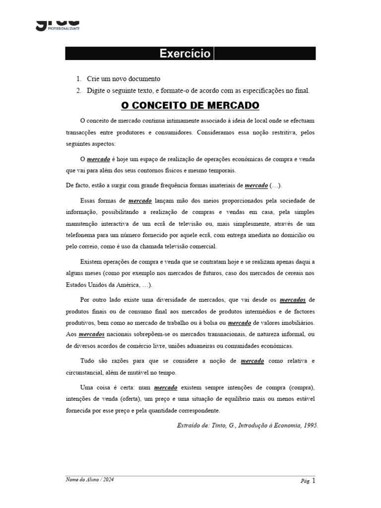 Atividade 06 | PDF | Mercado (economia) | Economia