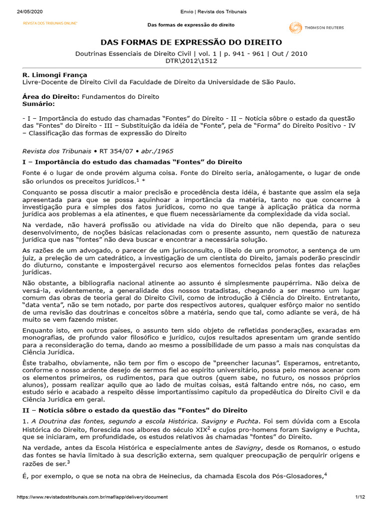 Formas de Expressão do Direito Civil | PDF | Fontes do Direito | Science