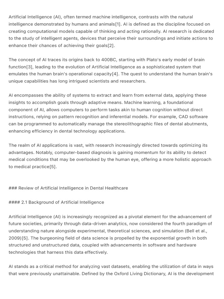 AI Applications in Dental Care | PDF | Artificial Intelligence ...