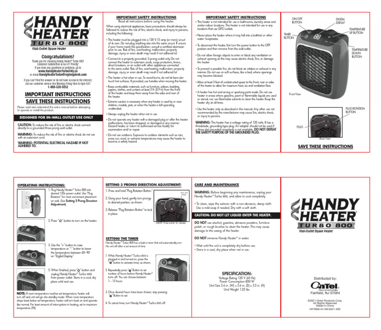 Common problems and causes in Handy Heater Troubleshooting