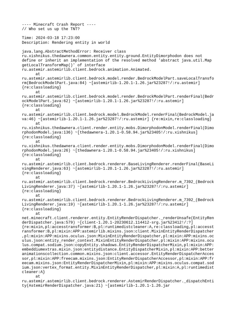 TheDawnera Crash Report 1.20.1 | PDF | Computer Programming | Computing