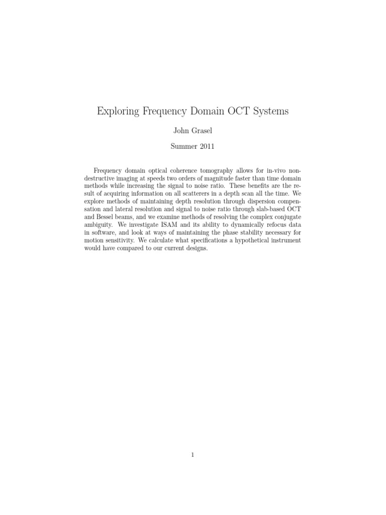 Exploring Frequency Domain OCT Systems | PDF | Angular Resolution ...