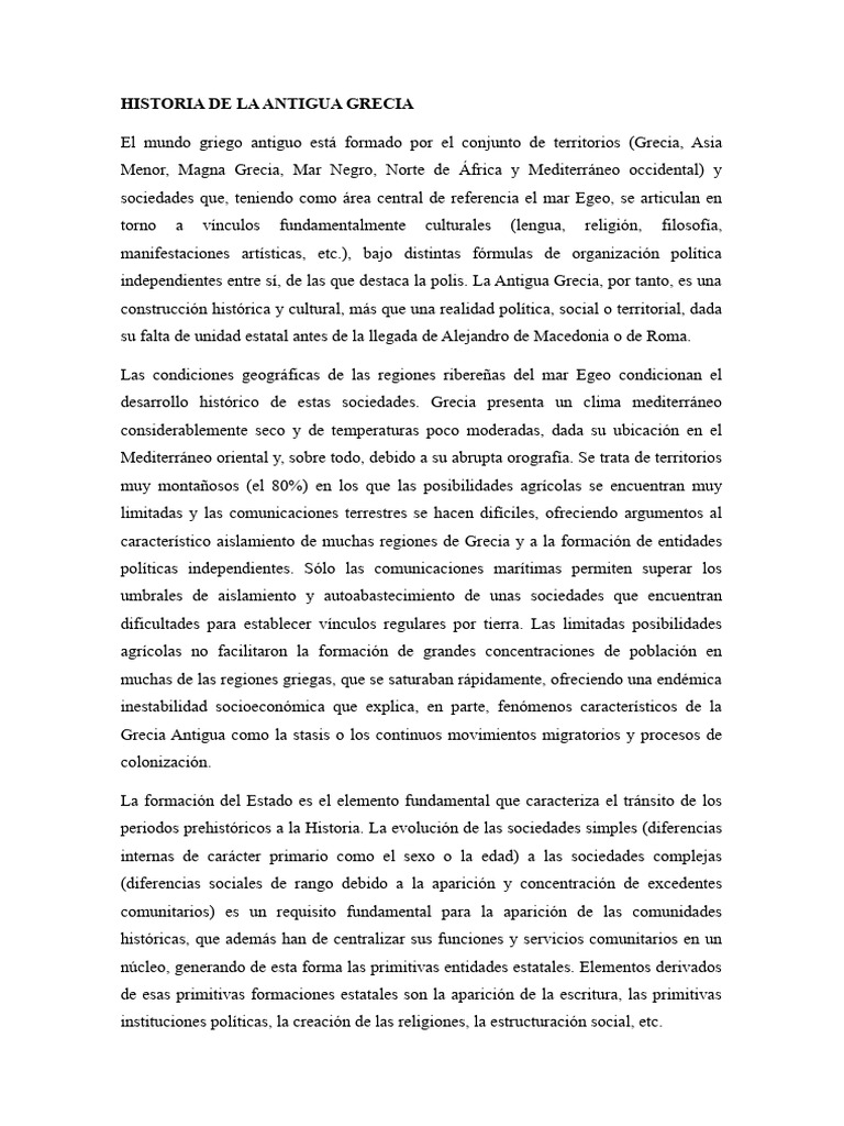 Historia de La Antigua Grecia | PDF | Antigua Grecia | Grecia