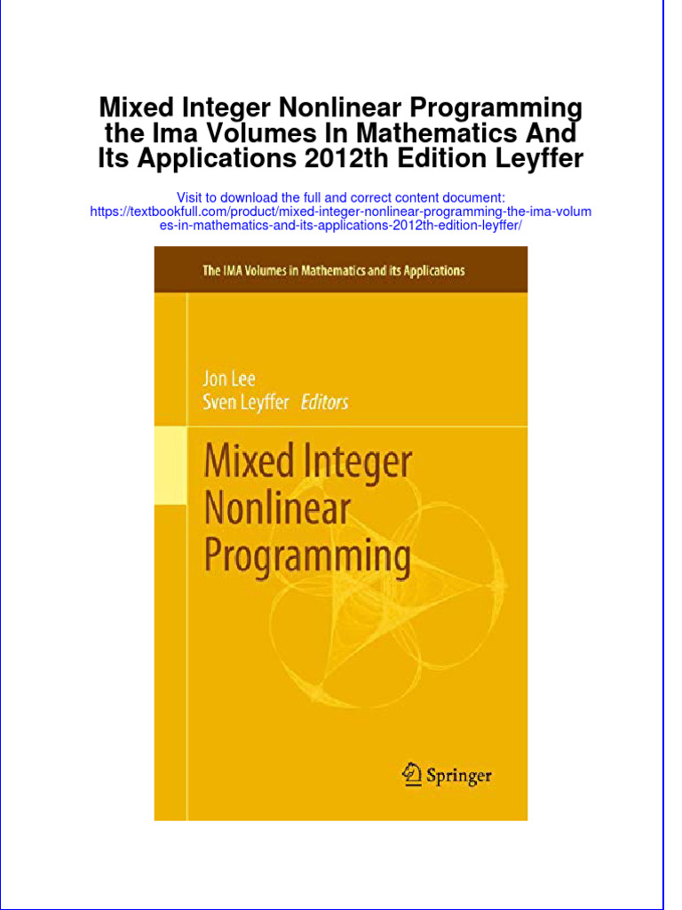 Full Chapter Mixed Integer Nonlinear Programming The Ima Volumes in ...