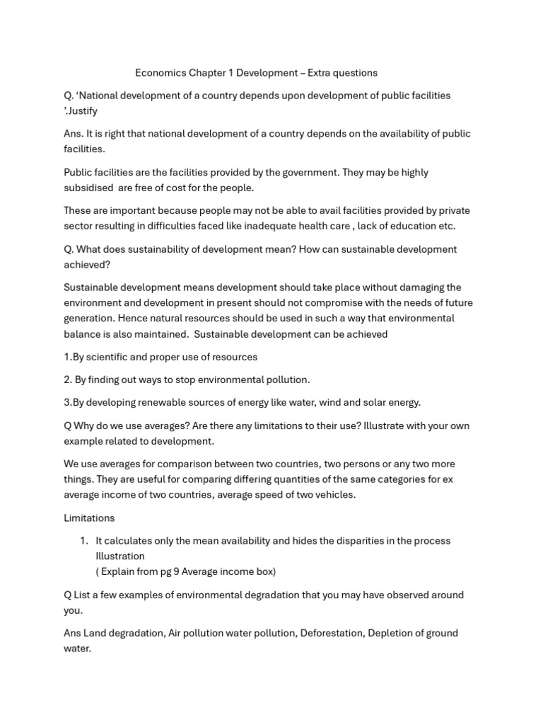 Economics Chapter 1 Development | PDF | Sustainability | Environmental ...
