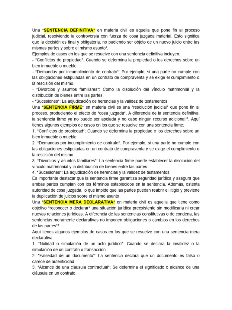 Clases de Sentencia | PDF | Sentencia (ley) | Res Judicata