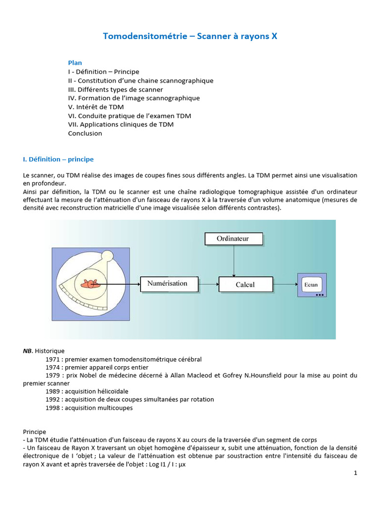 Scanner TDM : Définition et Applications | PDF | Tomodensitométrie ...
