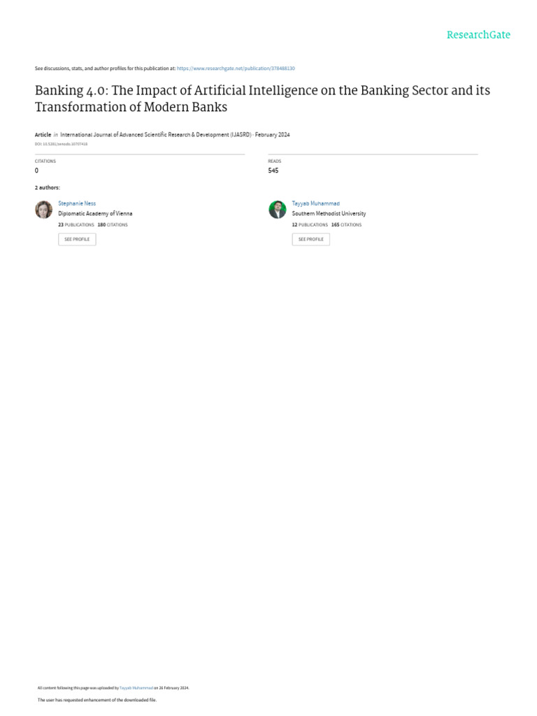 Banking4 0TheImpactofArtificialIntelligence | PDF | Artificial ...