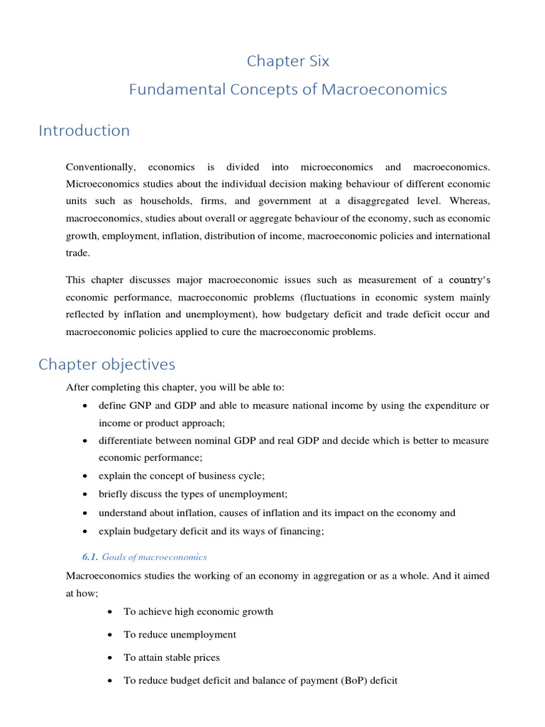 Fundamental Concepts Of Macroeconomics Notes Pdf Fiscal Policy