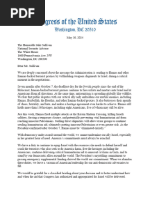 Letter On Administration Withholding Arms To Israel