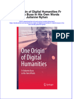 PDF One Origin of Digital Humanities FR Roberto Busa in His Own Words Julianne Nyhan Ebook Full Chapter
