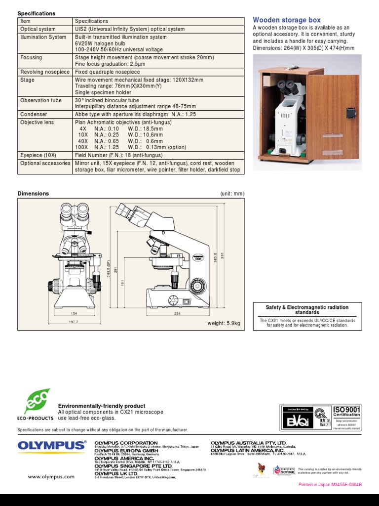 Olympus CX21 Microscope Specifications | PDF