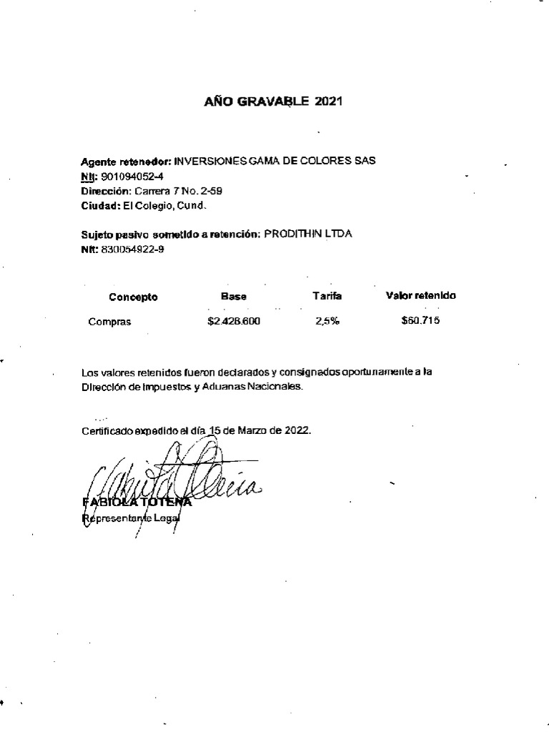 Certificado Prodithin | PDF