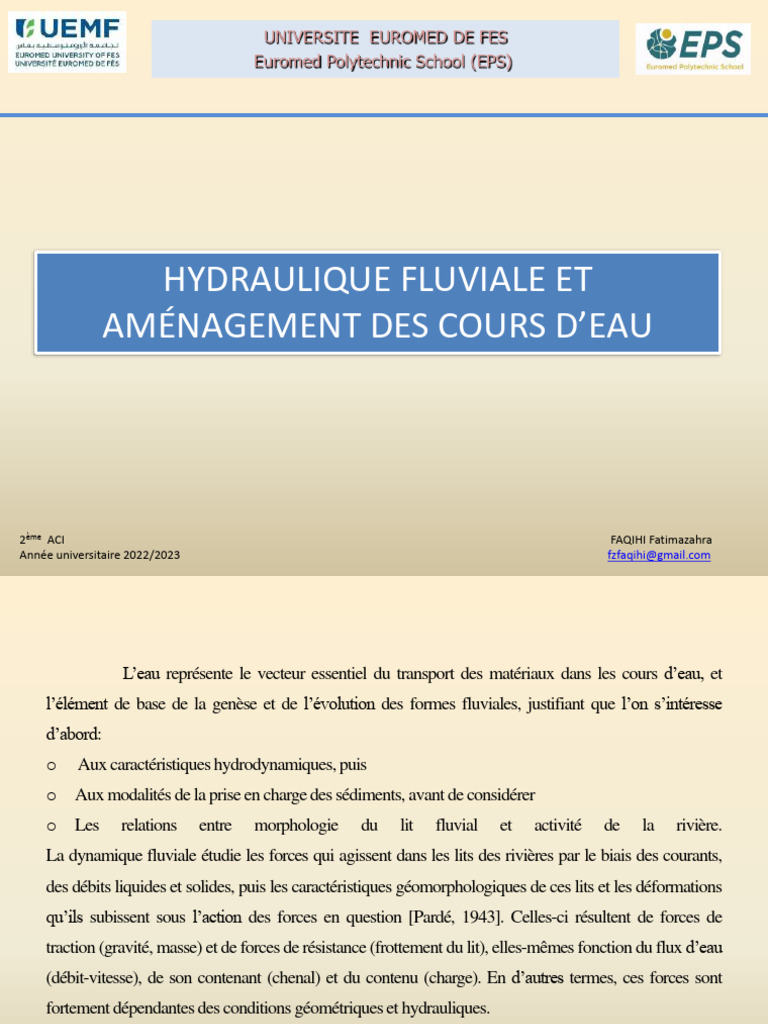 Hydraulique et Morphologie Fluviale | PDF | Ruisseau | Géomorphologie