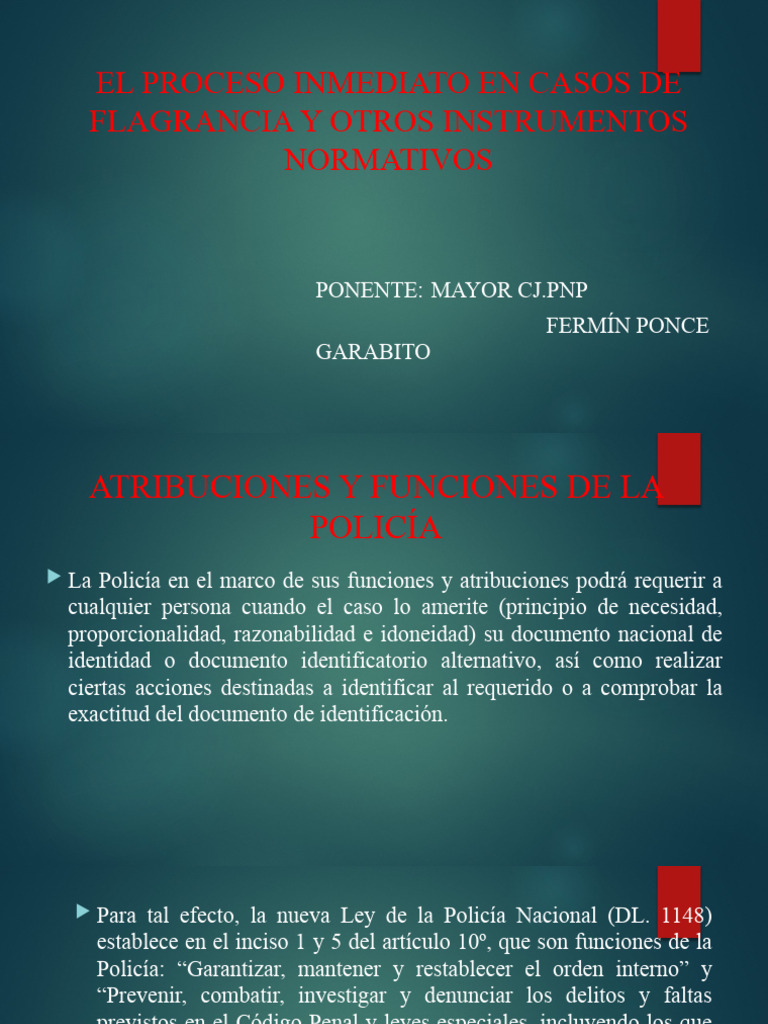 Proceso Inmediato en Flagrancia | PDF | Policía | Ley procesal