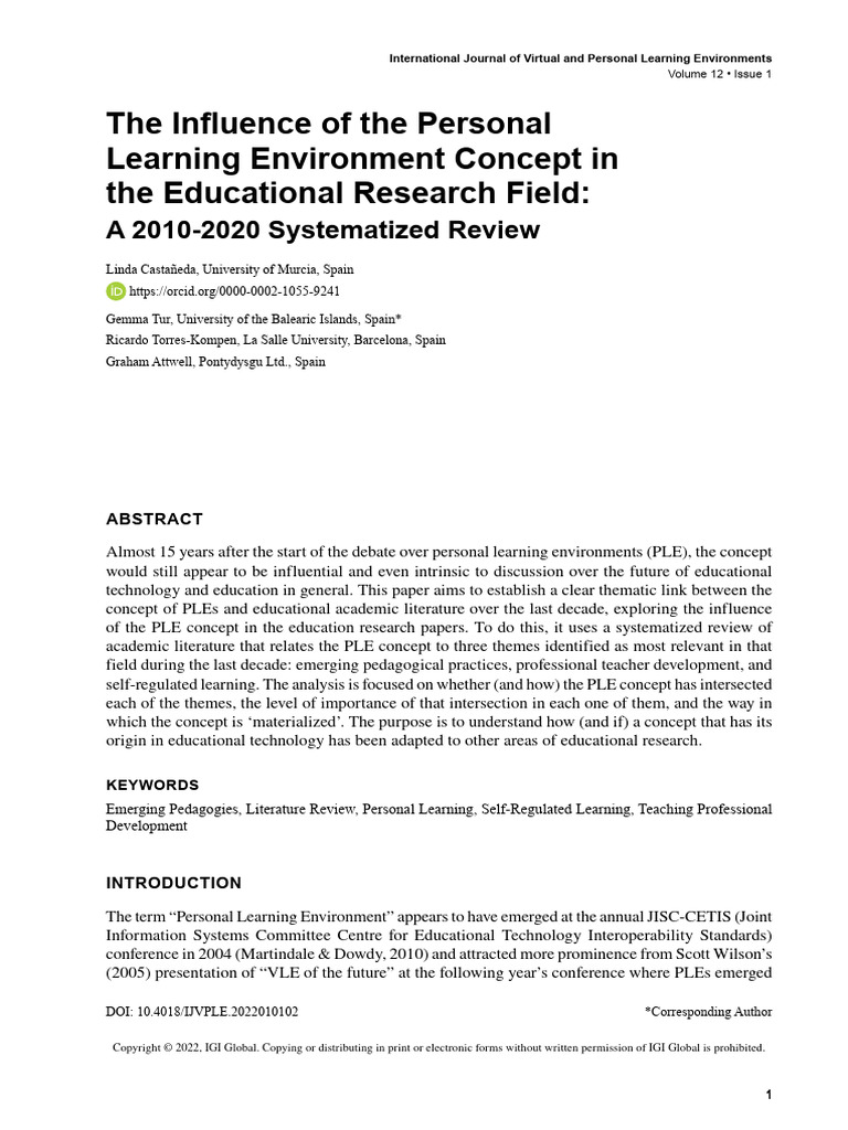 U3 S6 LO2 The Influence of The Personal Learning Environment | PDF ...