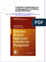 Download textbook Operations Research Applications In Health Care Management 1St Edition Cengiz Kahraman ebook all chapter pdf 