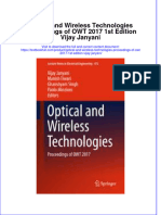Textbook Optical and Wireless Technologies Proceedings of Owt 2017 1St Edition Vijay Janyani Ebook All Chapter PDF
