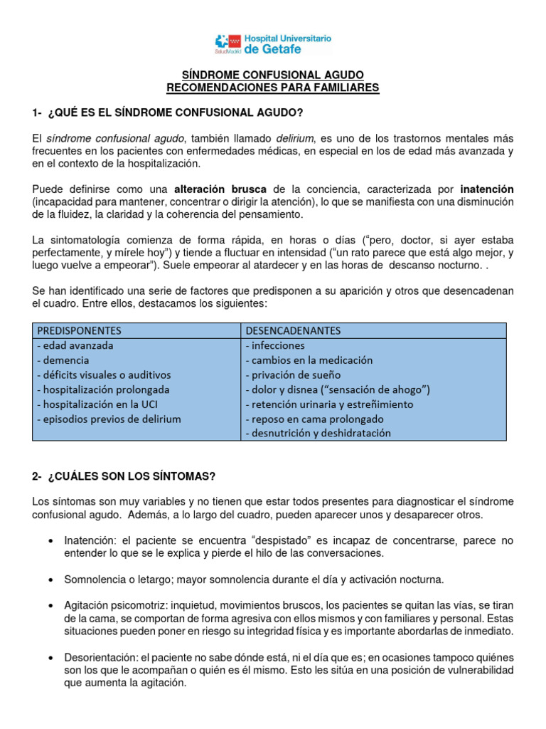 Recomendaciones Sindrome Confusional Agudo | Descargar gratis PDF ...