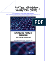 PDF Mathematical Theory of Subdivision Finite Element and Wavelet Methods 1St Edition Sandeep Kumar Author Ebook Full Chapter