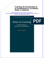 Textbook Notes On Counting An Introduction To Enumerative Combinatorics 1St Edition Peter J Cameron Ebook All Chapter PDF