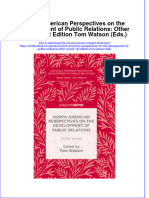 Download textbook North American Perspectives On The Development Of Public Relations Other Voices 1St Edition Tom Watson Eds ebook all chapter pdf 