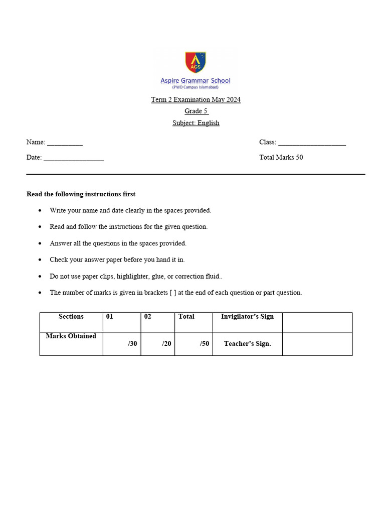 Read The Following Instructions First | PDF