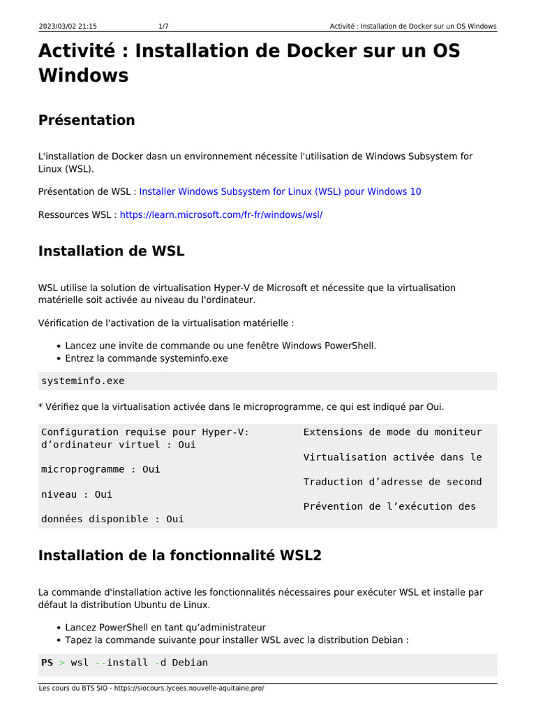 Installer Docker sur Windows 10 avec WSL | PDF | Virtualisation | Linux