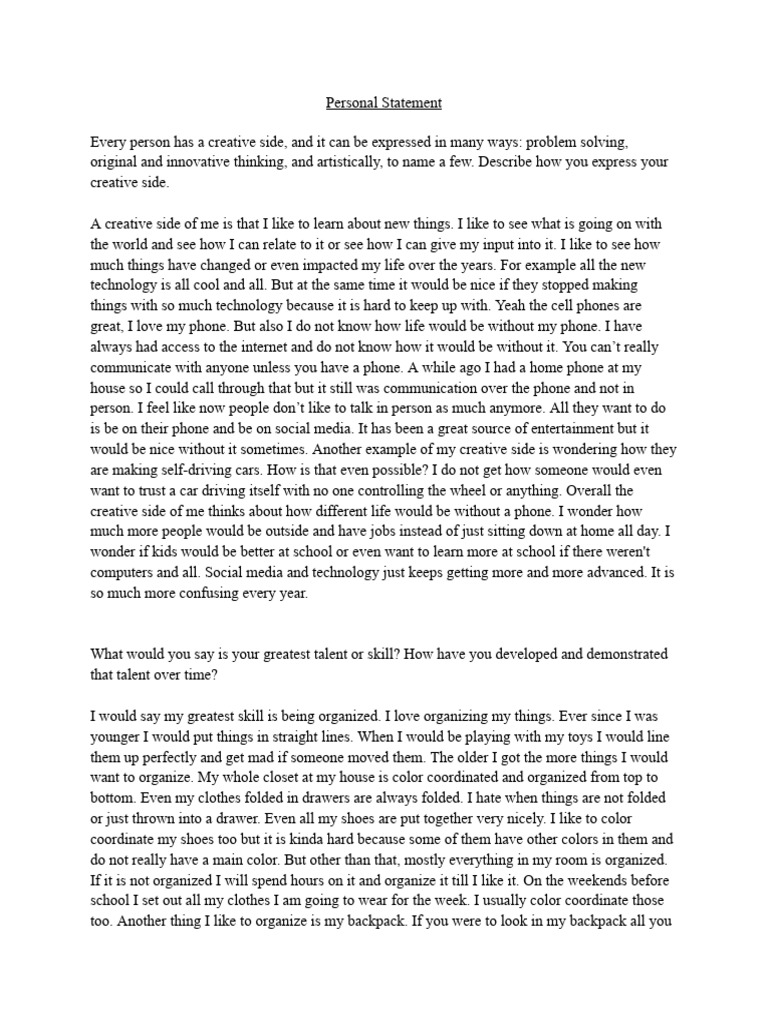 Melina Nazario - Personal Statement 2 | PDF
