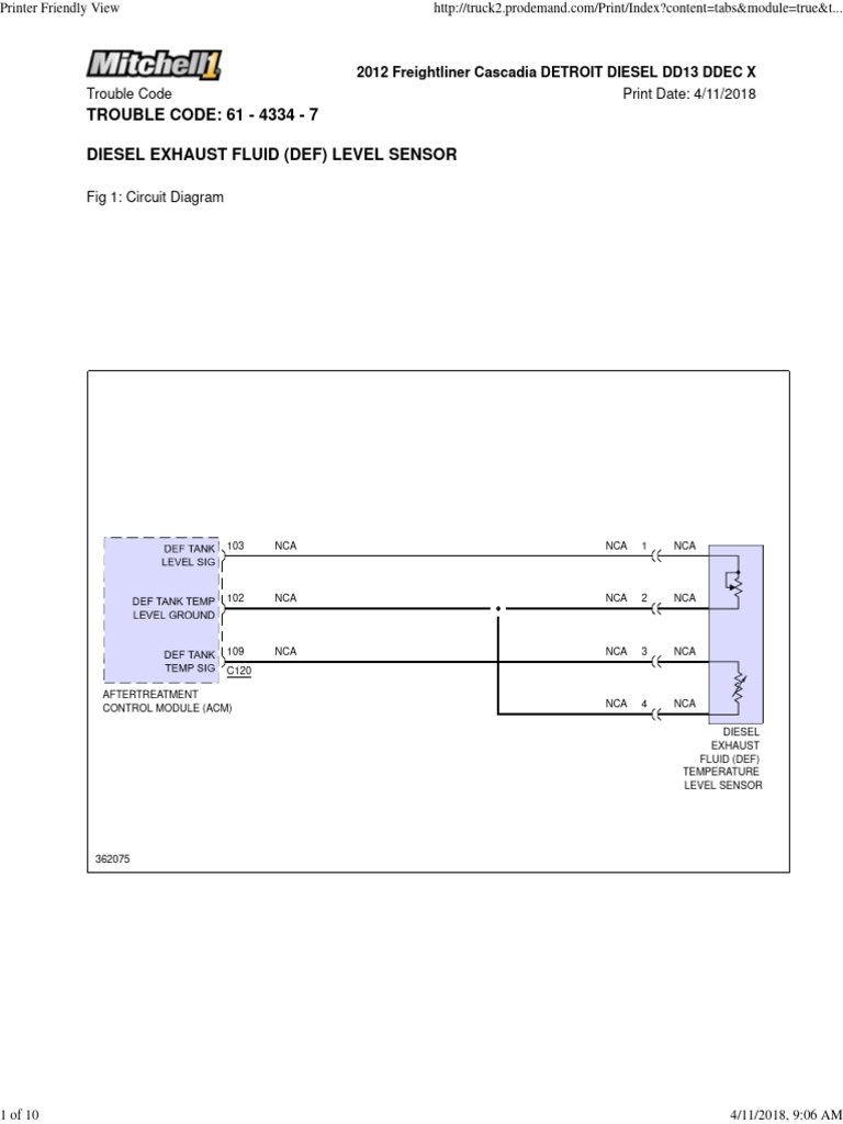 Freightliner Cascadia DEF System Diagrams | PDF | Throttle | Diesel Engine