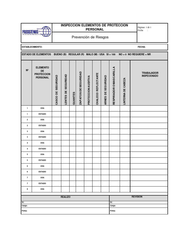 Inspección de Elementos de Protección Personal | PDF | La seguridad