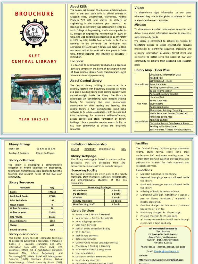 KLU Central Library Brochure | PDF | Libraries | Books