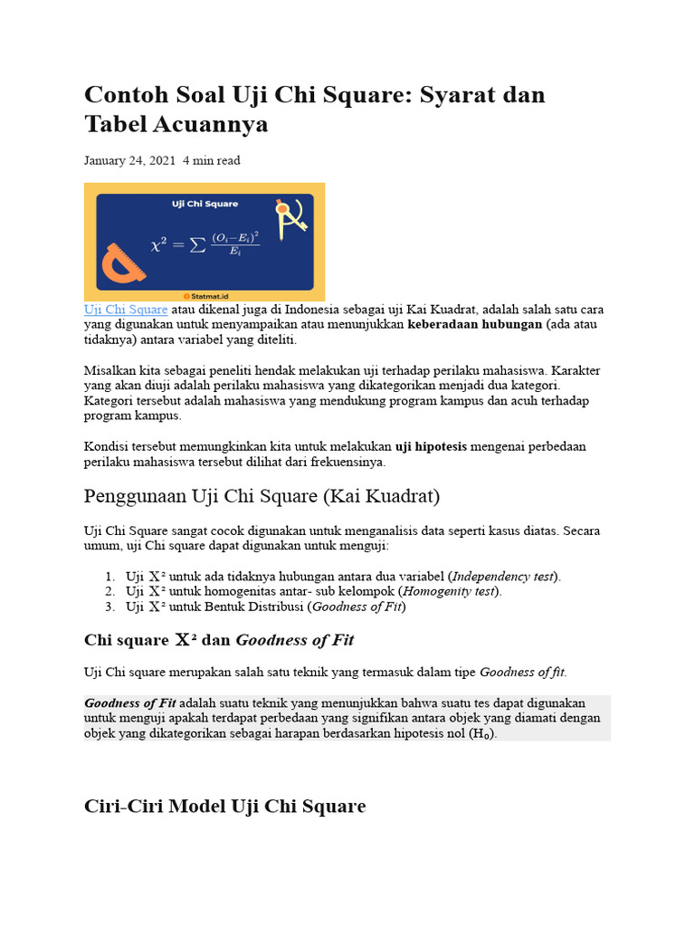 Contoh Soal Uji Chi Square Pdf