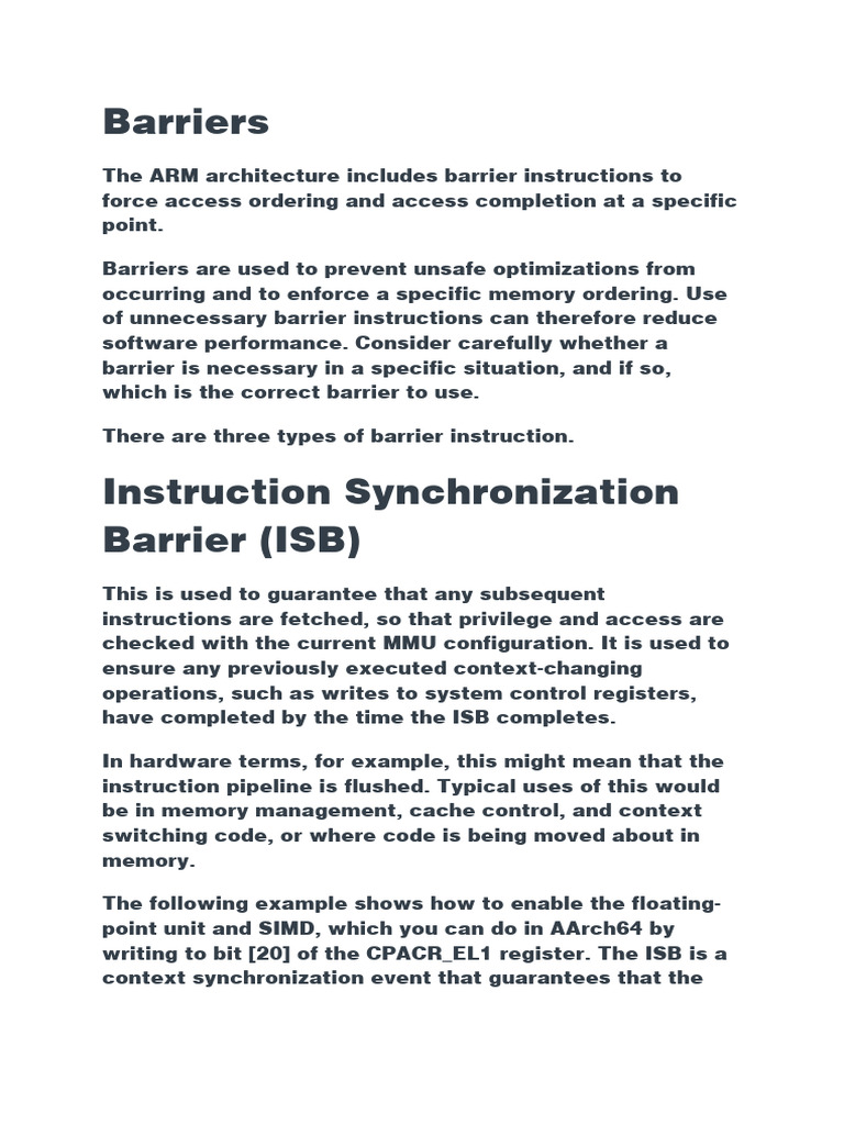 Understanding ARM Barrier Instructions | PDF | Computer Engineering ...