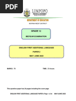 Grade 12 English First Additional Language Paper 2 MayJune 2023