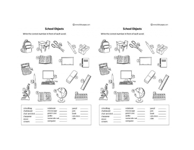 Classroom Items Practice | PDF
