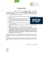 Declaración Jurada para Ingreso COVID-19