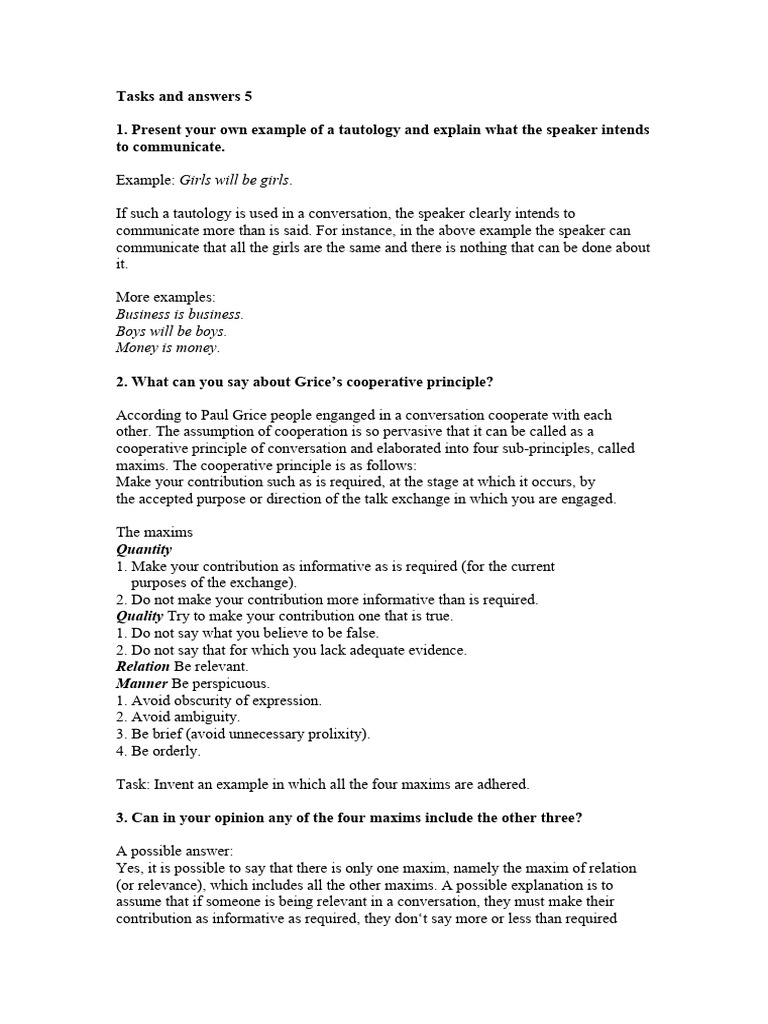Understanding Grice's Maxims | PDF | Human Communication | Semiotics