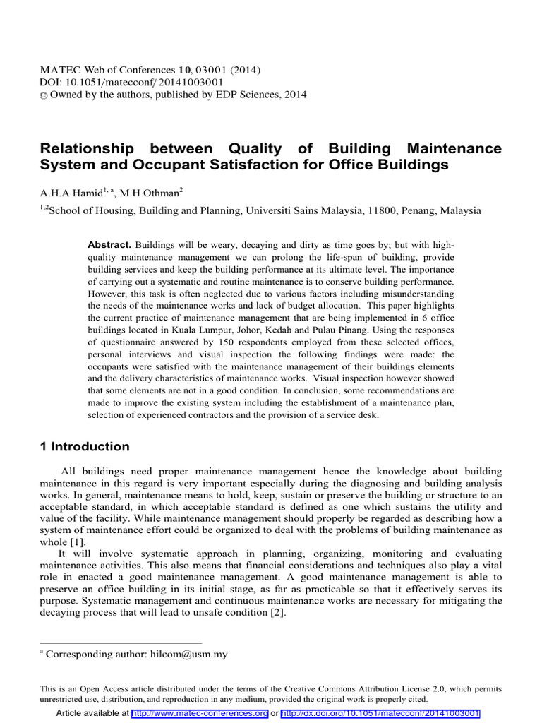 Building Maintenance and Occupant Satisfaction | PDF | Firefighter | Door