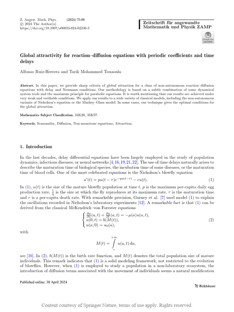 Global attractivity for reaction diffusion equatio pdf inequality