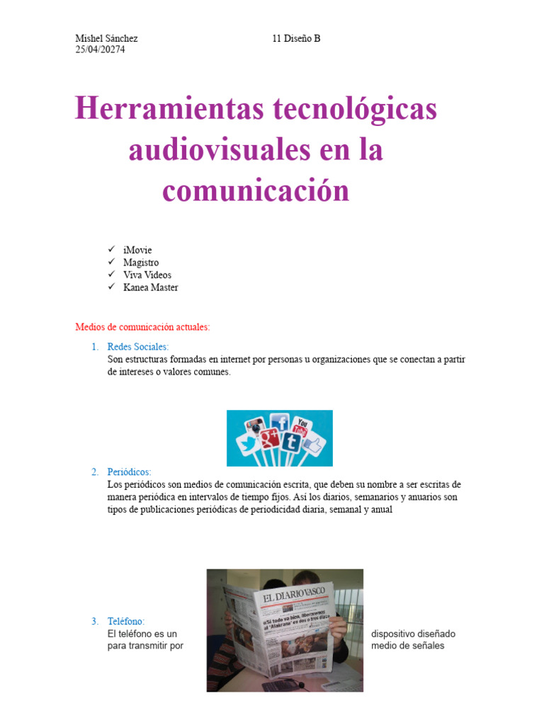 Medios y Herramientas de Comunicación | PDF | Medios de comunicación ...