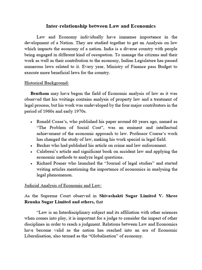 Law and Economics in India: A Synergy | PDF | Economics | Taxes