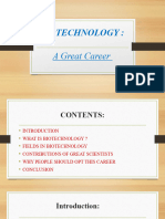 Biotechnology:: A Great Career