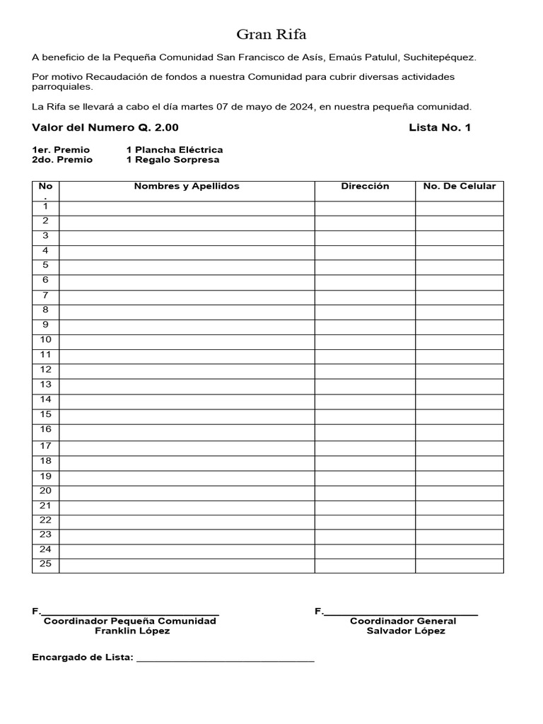 Rifa Beneficia Comunidad San Francisco | PDF | Ciencias sociales | Derecho