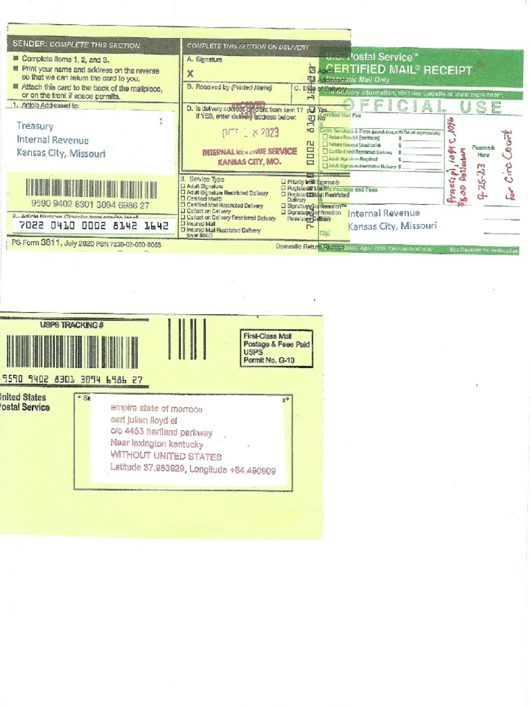 Mailing Proof to Internal Revenue Fayette County Circuit Court PDF