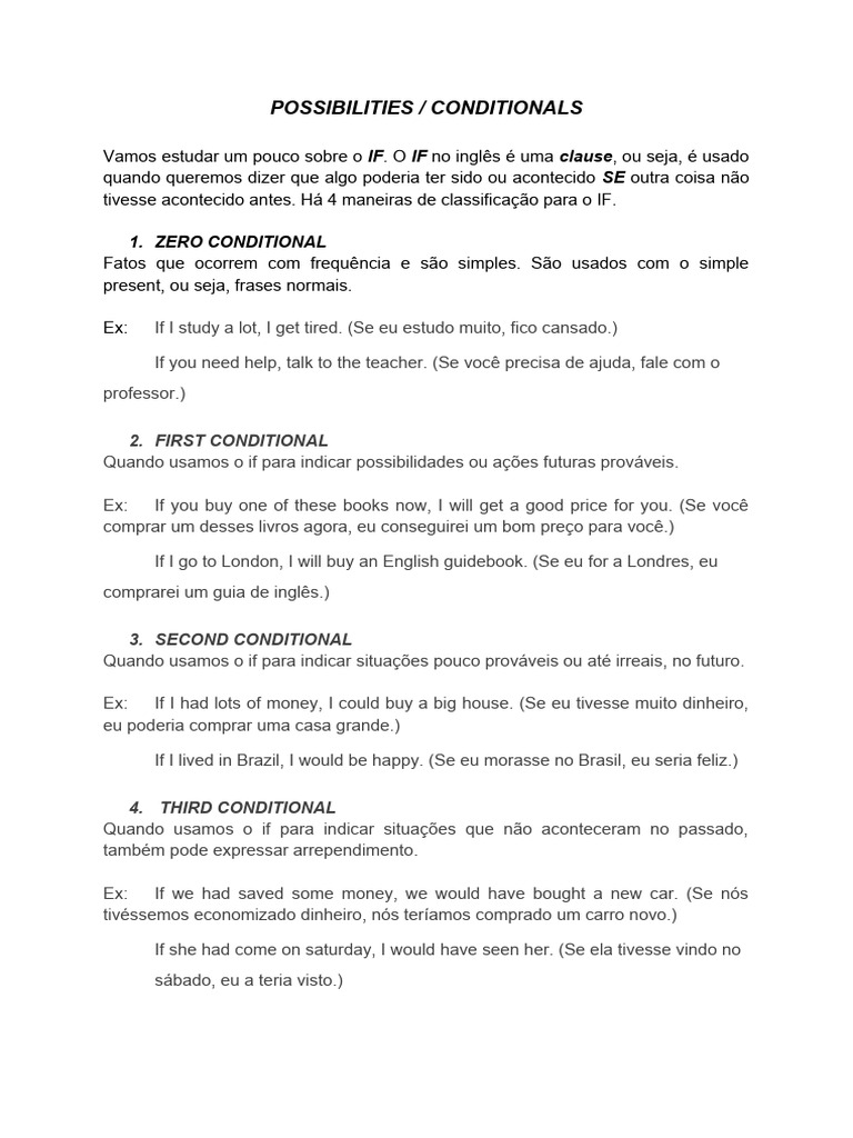 Possibilities - Conditionals | PDF | Syntax
