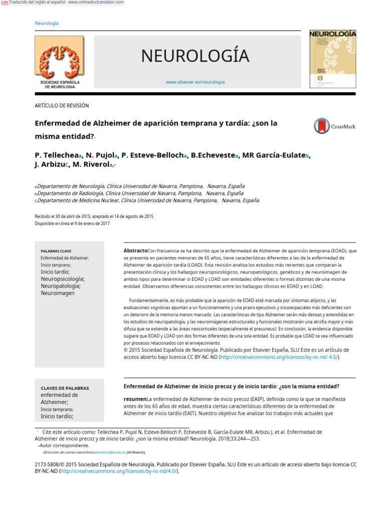 Alzheimer: ¿diferencias entre EOAD y LOAD? | PDF | Enfermedad de ...