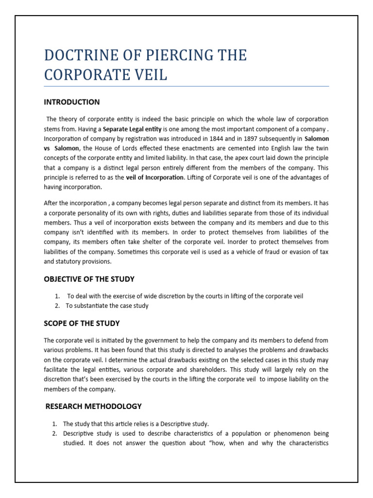 What Is The Meaning Of Piercing The Corporate Veil