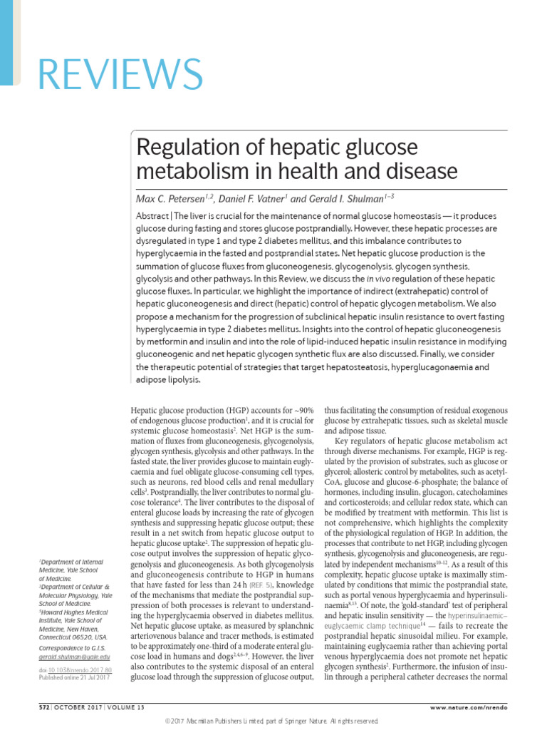 Artigo 1 Regulation of Hepatic Glucose | PDF | Insulin Resistance | Insulin